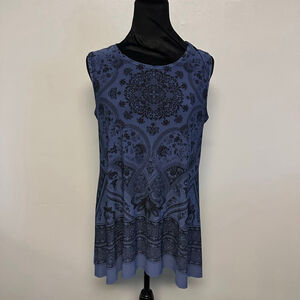 Women's Coco's Clozet Blue Black Paisley sleeveless tunic Size small oversized